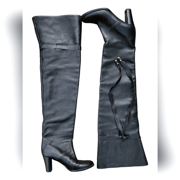 SOLD Chloe Black Grain Pebble Leather OTK Over The Knee Thigh High Boot 9 IT 39 - Picture 4 of 16